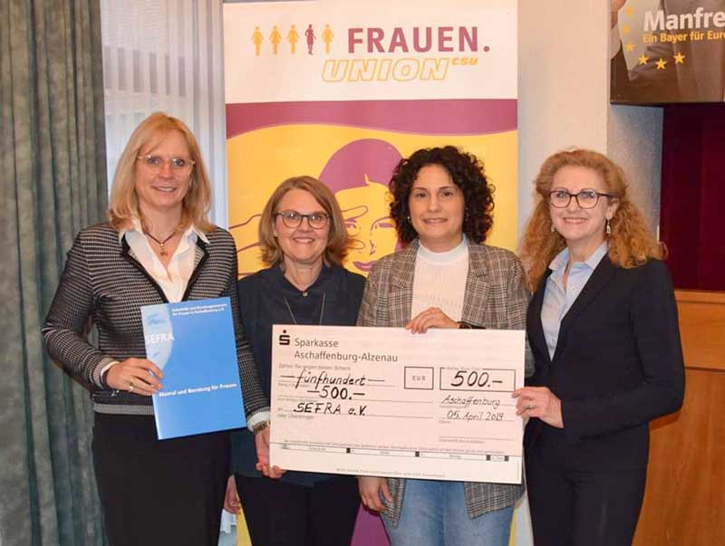 SEFRA e. V. freut sich über Spende der Frauenunion Aschaffenburg Land